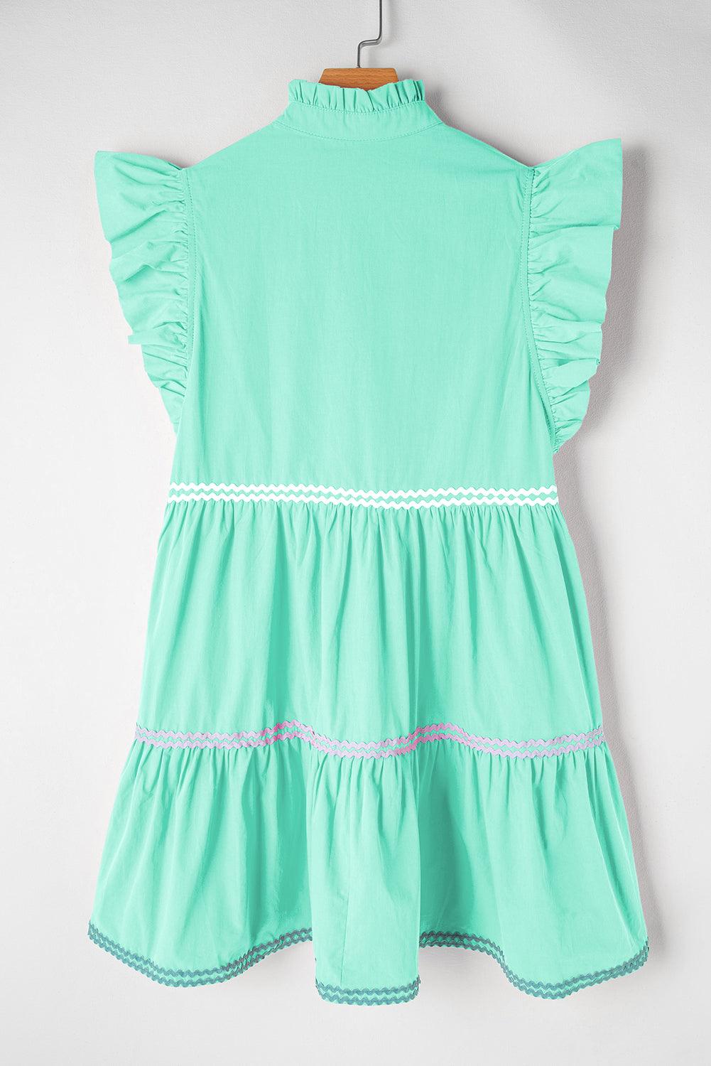 Elegante Ric Rac Jurk met V-Hals en Vlindermouwen - Mini Dresses - Jurkjes.co