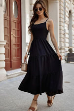 Elegante Rugloze Maxi Jurk met Gelaagde Rok - Maxi Dresses - Jurkjes.co