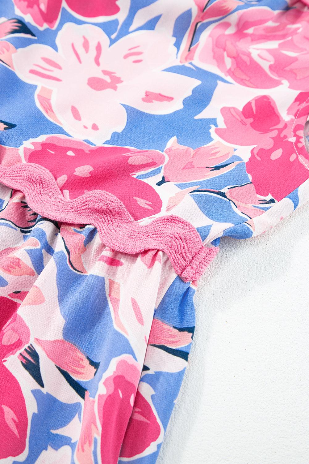 Elegante V-Hals Jurk met Ric Rac en Vlindermouwen - Floral Dresses - Jurkjes.co