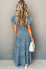 Elegante V-hals Maxi Jurk met Bloemenprint - Maxi Dresses - Jurkjes.co