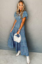 Elegante V-hals Maxi Jurk met Bloemenprint - Maxi Dresses - Jurkjes.co