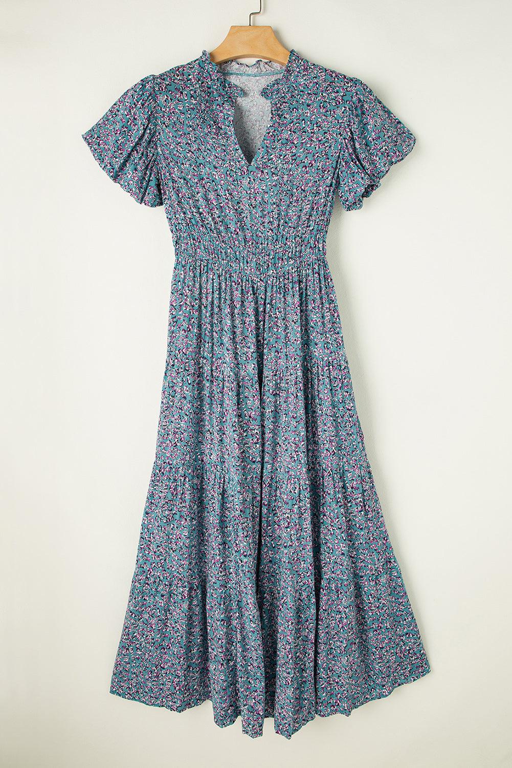 Elegante V-hals Maxi Jurk met Bloemenprint - Maxi Dresses - Jurkjes.co