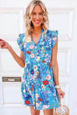 Florale Jurk met Ruches en Fladdermouwen - Floral Dresses - Jurkjes.co