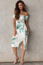 Florale Print Off-Shoulder Jurk met Korte Mouw - Floral Dresses - Jurkjes.co