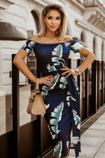 Florale Print Off-Shoulder Jurk met Korte Mouw - Floral Dresses - Jurkjes.co