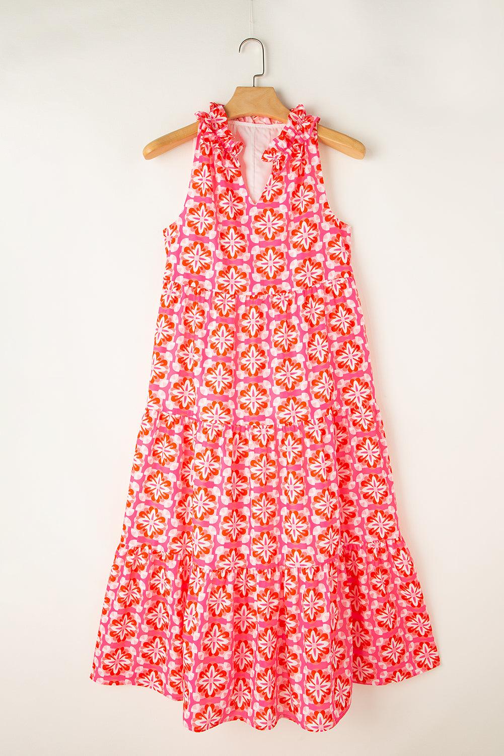 Frivole Mouwloze Maxi Jurk met Bloemenprint - Maxi Dresses - Jurkjes.co