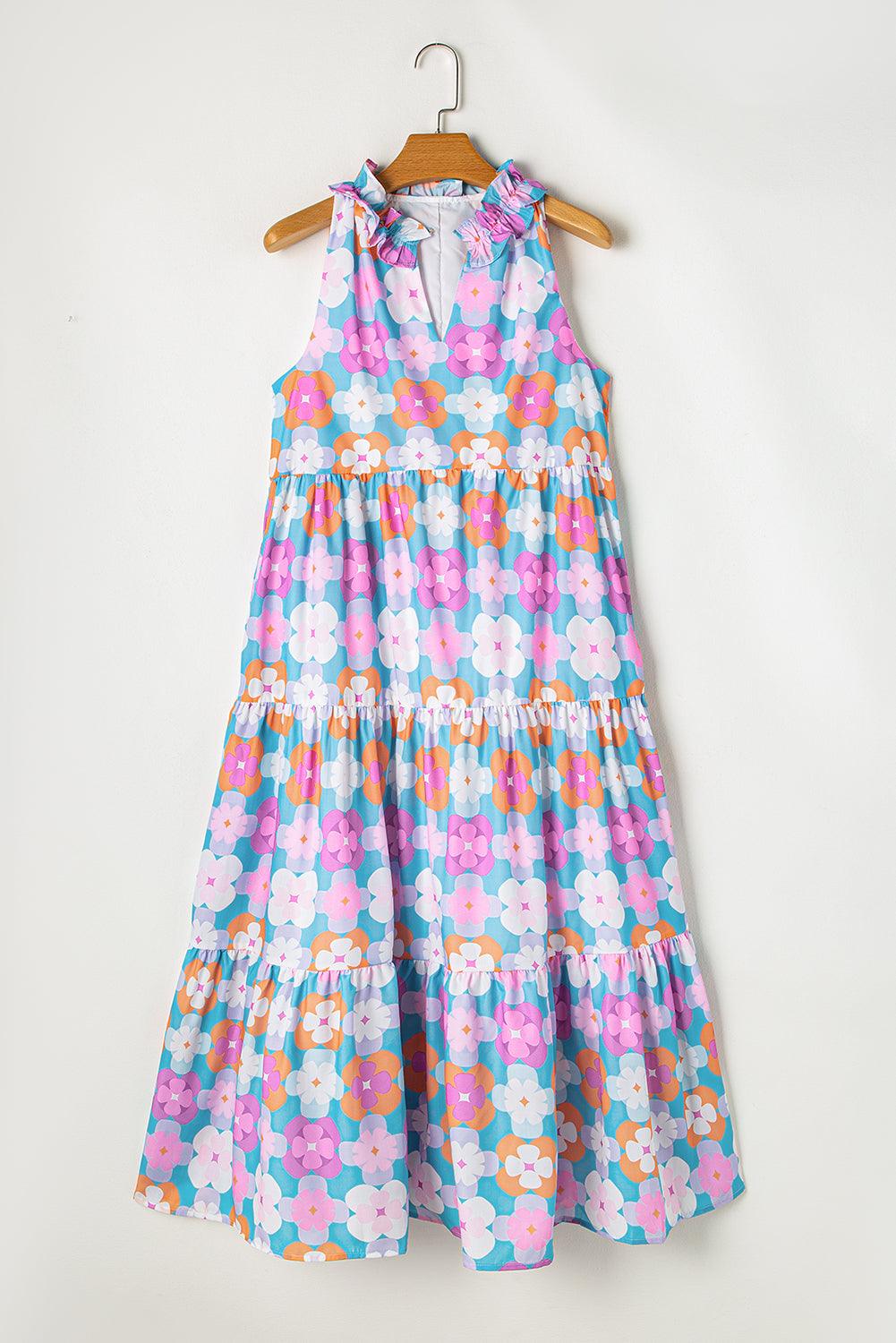 Frivole Mouwloze Maxi Jurk met Bloemenprint - Maxi Dresses - Jurkjes.co