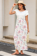 Gebloemd Ribfluweel Maxi-Jurk met Zakken - Maxi Dresses - Jurkjes.co