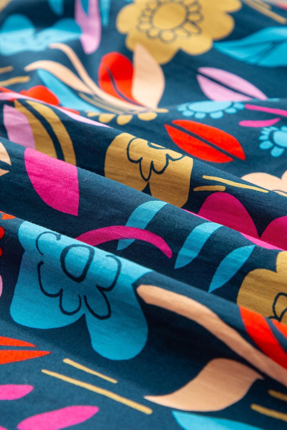 Gebloemde Pofmouw Mini-Jurk met Ruches - Floral Dresses - Jurkjes.co