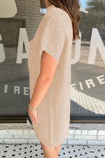 Gebreide Jurk met Korte Mouw en Zak - Sweater Dresses - Jurkjes.co