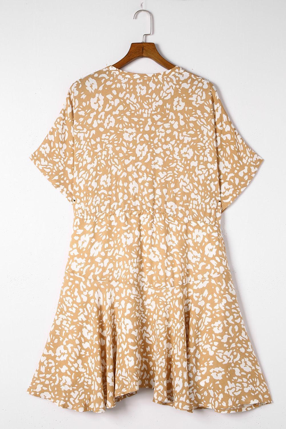 Gedessineerde Mini-Jurk met Kwastjes en V-hals - Mini Dresses - Jurkjes.co