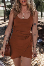 Geknoopte Wikkeljurk zonder Mouwen - Mini Dresses - Jurkjes.co