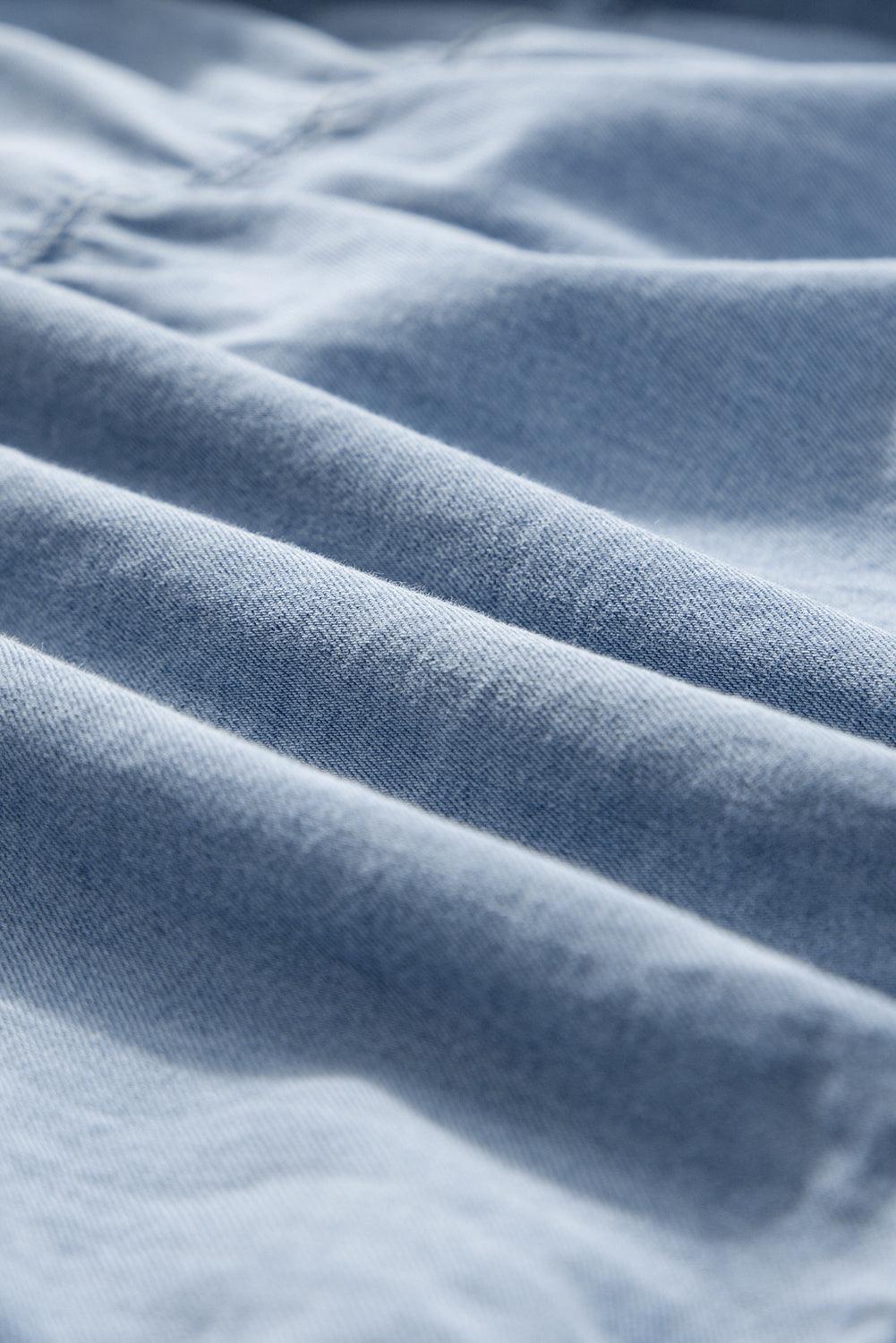 Gelaagde A-lijn Denim Jurk met Korte Mouw - Mini Dresses - Jurkjes.co