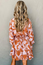Gelaagde Jurk met Bloemenprint en Gesmokte Taille - Floral Dresses - Jurkjes.co