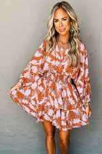 Gelaagde Jurk met Bloemenprint en Gesmokte Taille - Floral Dresses - Jurkjes.co