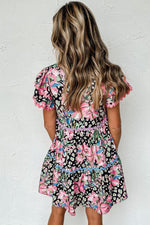 Gelaagde Mini-Jurk met Ricrac en Bloemen - Floral Dresses - Jurkjes.co