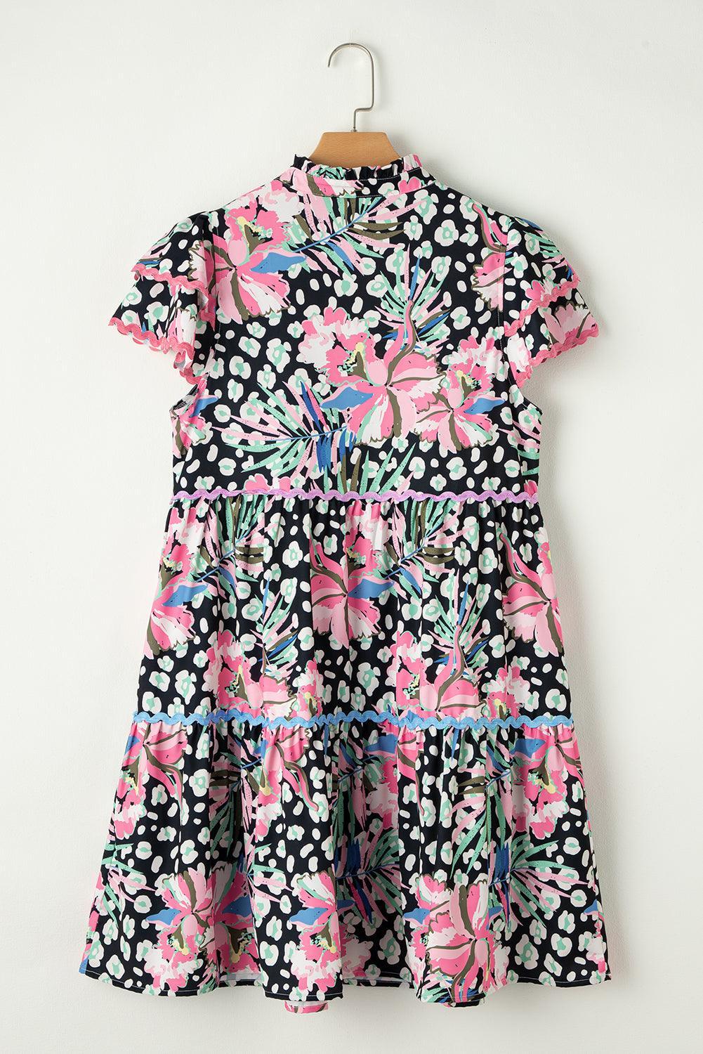 Gelaagde Mini-Jurk met Ricrac en Bloemen - Floral Dresses - Jurkjes.co