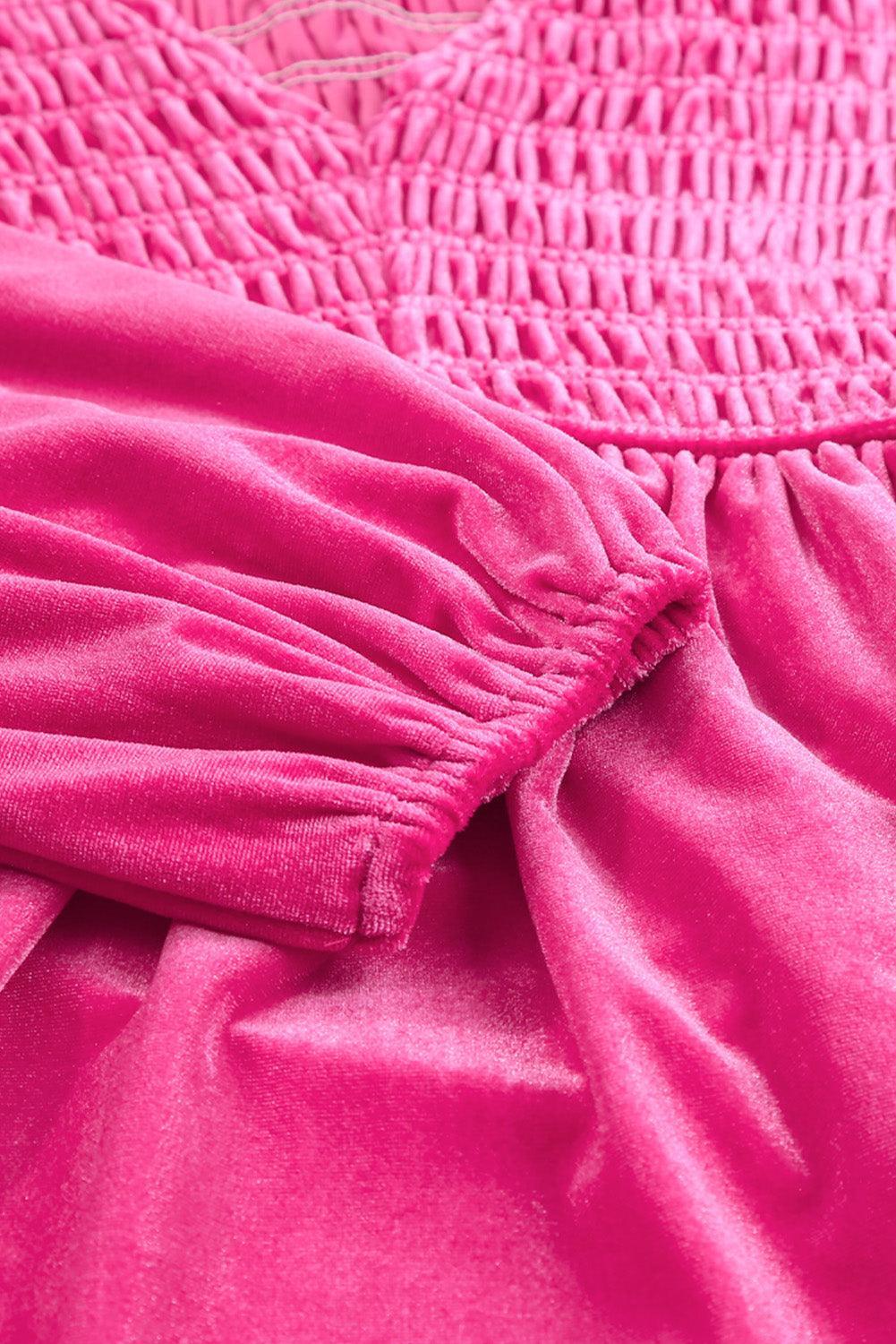 Geplooide Fluweel Jurk met V-hals - Maxi Dresses - Jurkjes.co