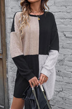 Geribbelde Mini-Jurk met Lange Mouwen - Mini Dresses - Jurkjes.co