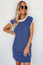 Geribd T-Shirt Jurk met Cap Mouw - T Shirt Dresses - Jurkjes.co