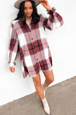 Geruite Overhemdjurk met Gepofte Mouwen - Mini Dresses - Jurkjes.co