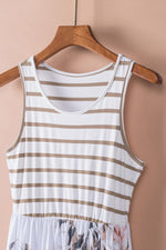 Gestreepte Bloemen Maxi-Jurk met Zak - Maxi Dresses - Jurkjes.co