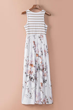 Gestreepte Bloemen Maxi-Jurk met Zak - Maxi Dresses - Jurkjes.co