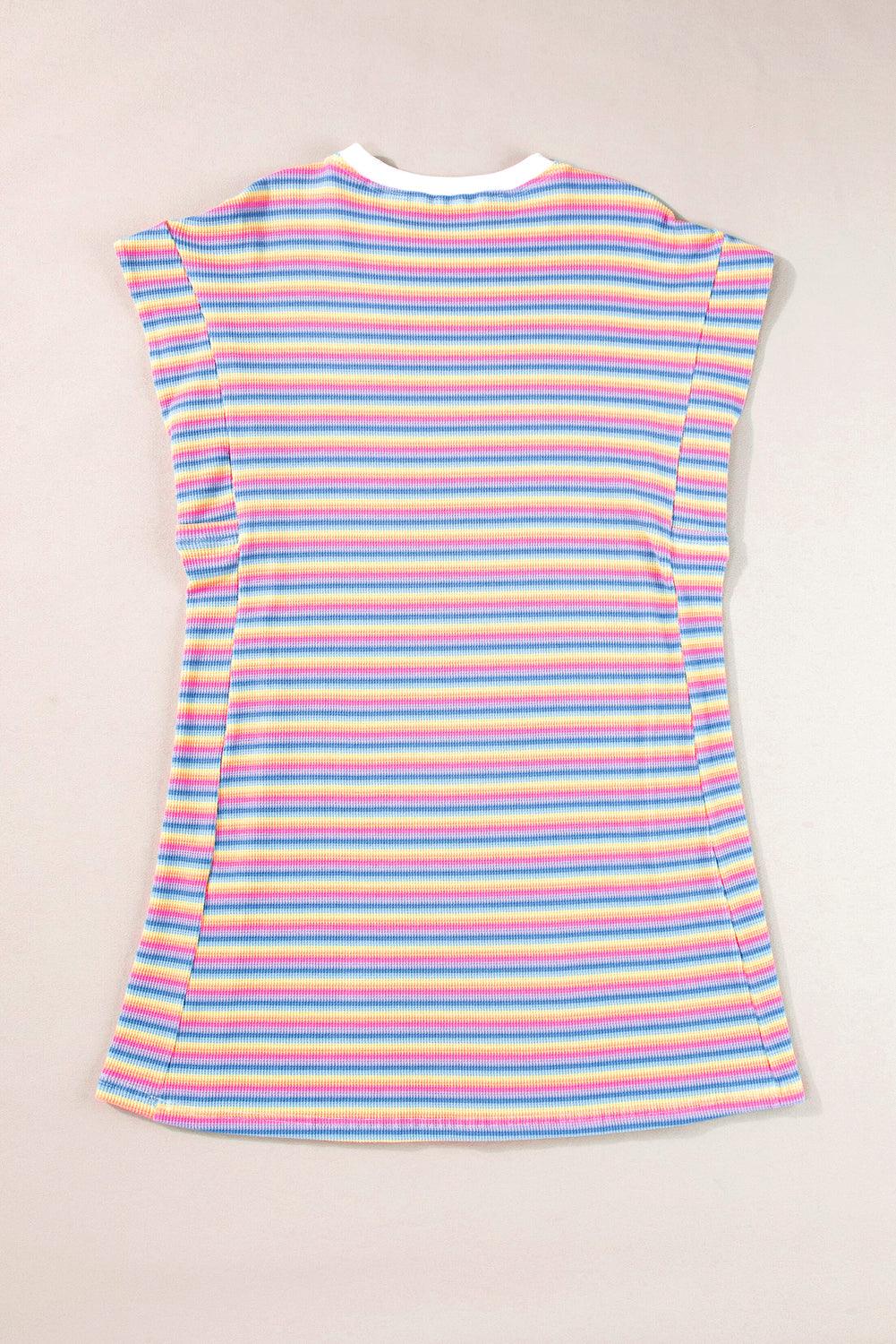 Gestreepte Crew Neck T-Shirt Jurk - T Shirt Dresses - Jurkjes.co