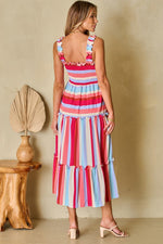 Gestreepte Lange Jurk met Volants - Maxi Dresses - Jurkjes.co