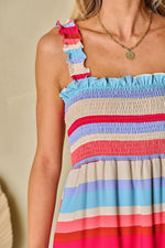 Gestreepte Lange Jurk met Volants - Maxi Dresses - Jurkjes.co