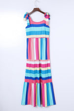 Gestreepte Maxi Jurk met Strikbandjes - Maxi Dresses - Jurkjes.co