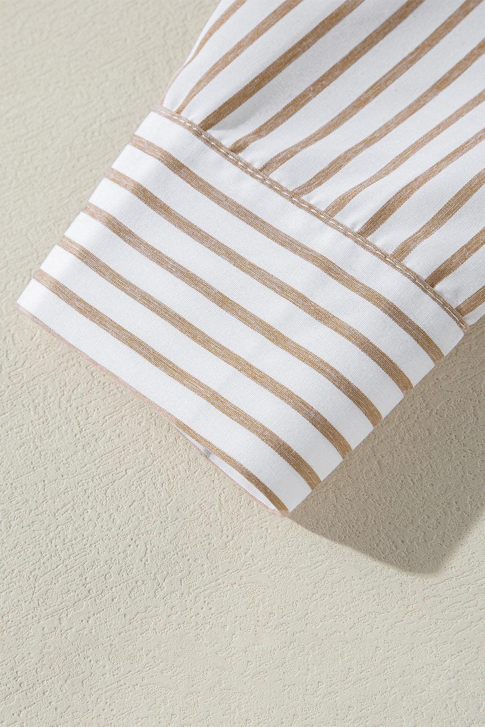 Gestreepte Mini Overhemdjurk met Lange Mouw - Mini Dresses - Jurkjes.co