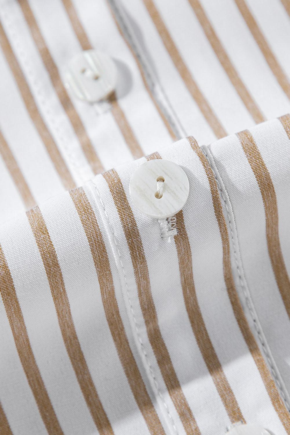 Gestreepte Mini Overhemdjurk met Lange Mouw - Mini Dresses - Jurkjes.co