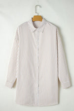 Gestreepte Mini Overhemdjurk met Lange Mouw - Mini Dresses - Jurkjes.co