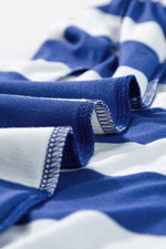 Gestreepte T-shirt Jurk met Ruches Mouwen - T Shirt Dresses - Jurkjes.co