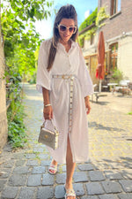 Gestructureerde Overhemdjurk met Kraag - Maxi Dresses - Jurkjes.co