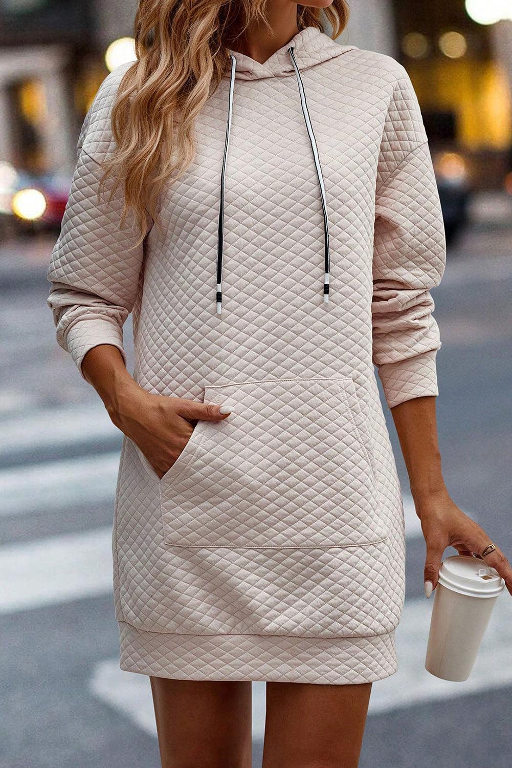 Gewatteerde Capuchonjurk met Koordzak - Mini Dresses - Jurkjes.co