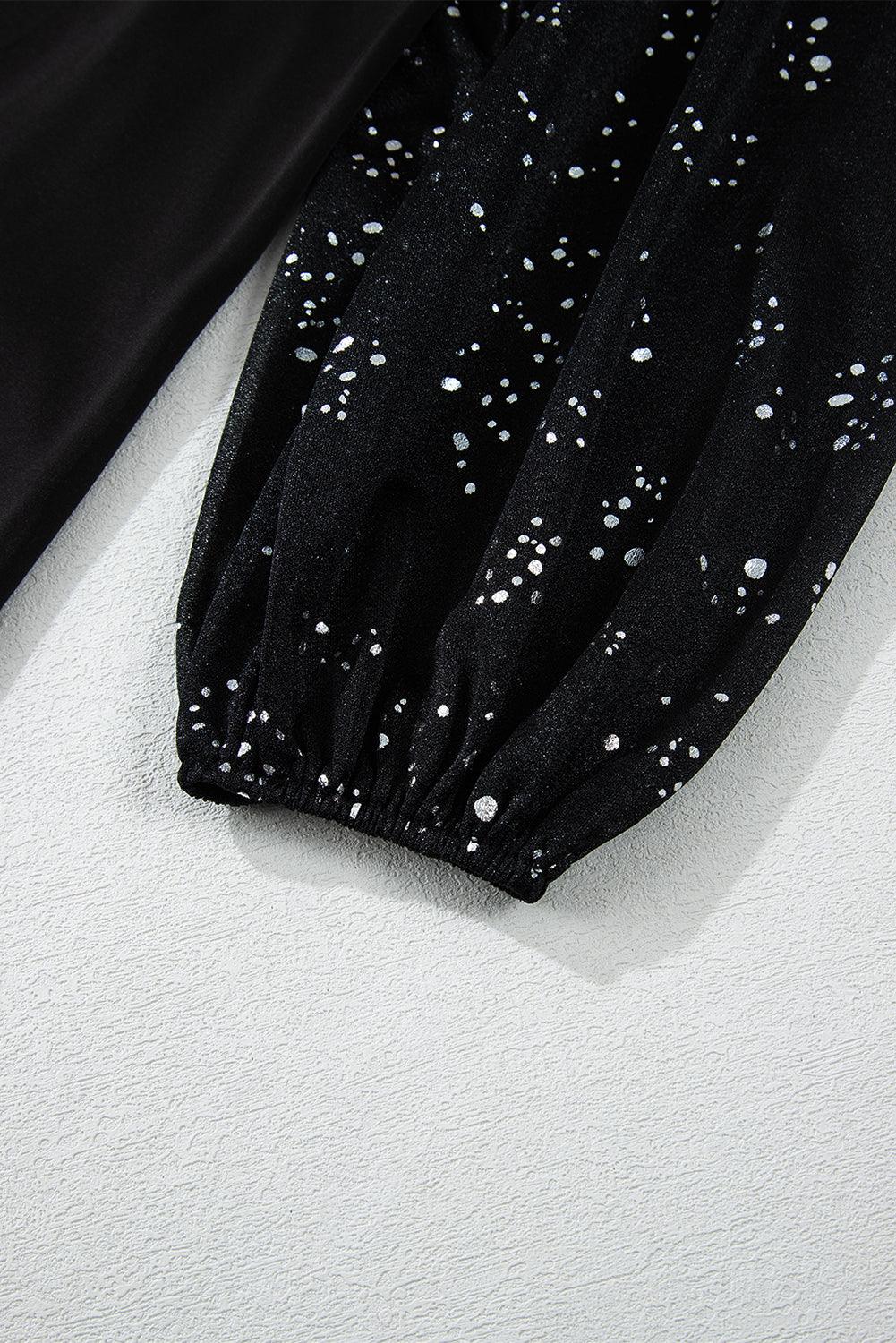 Glitterende Mouw Mini Jurk met Mock Nek - Mini Dresses - Jurkjes.co