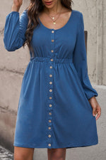 Hoge Taille Lange Mouw Overhemdjurk - Midi Dresses - Jurkjes.co