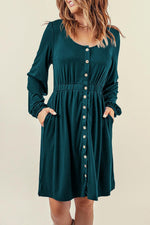 Hoge Taille Lange Mouw Overhemdjurk - Midi Dresses - Jurkjes.co