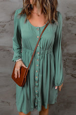 Hoge Taille Lange Mouw Overhemdjurk - Midi Dresses - Jurkjes.co