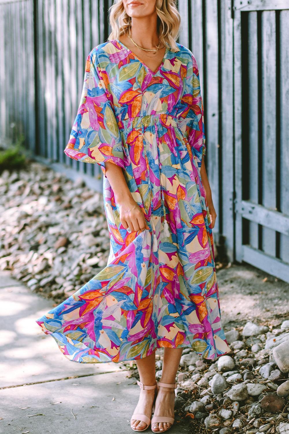 Kleurrijke Maxi-Jurk met Hoge Taille - Maxi Dresses - Jurkjes.co