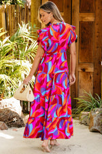 Kleurrijke Maxi-Jurk met Ruches - Maxi Dresses - Jurkjes.co