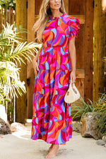 Kleurrijke Maxi-Jurk met Ruches - Maxi Dresses - Jurkjes.co
