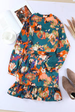 Kleurrijke Mini-Jurk met Ruches - Mini Dresses - Jurkjes.co