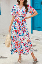 Kleurrijke Wikkeljurk met Ceintuur - Maxi Dresses - Jurkjes.co