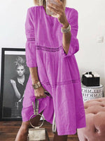 Knie-lange Jurk met V-hals en Kantdetails - Mini Dresses - Jurkjes.co