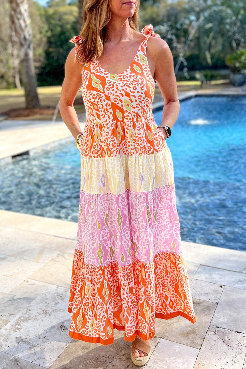 Knotted Straps Pantherprint Jurk - Maxi Dresses - Jurkjes.co