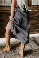 Lange Denim Rok met Knoopsluiting - Skirts & Petticoat - Jurkjes.co