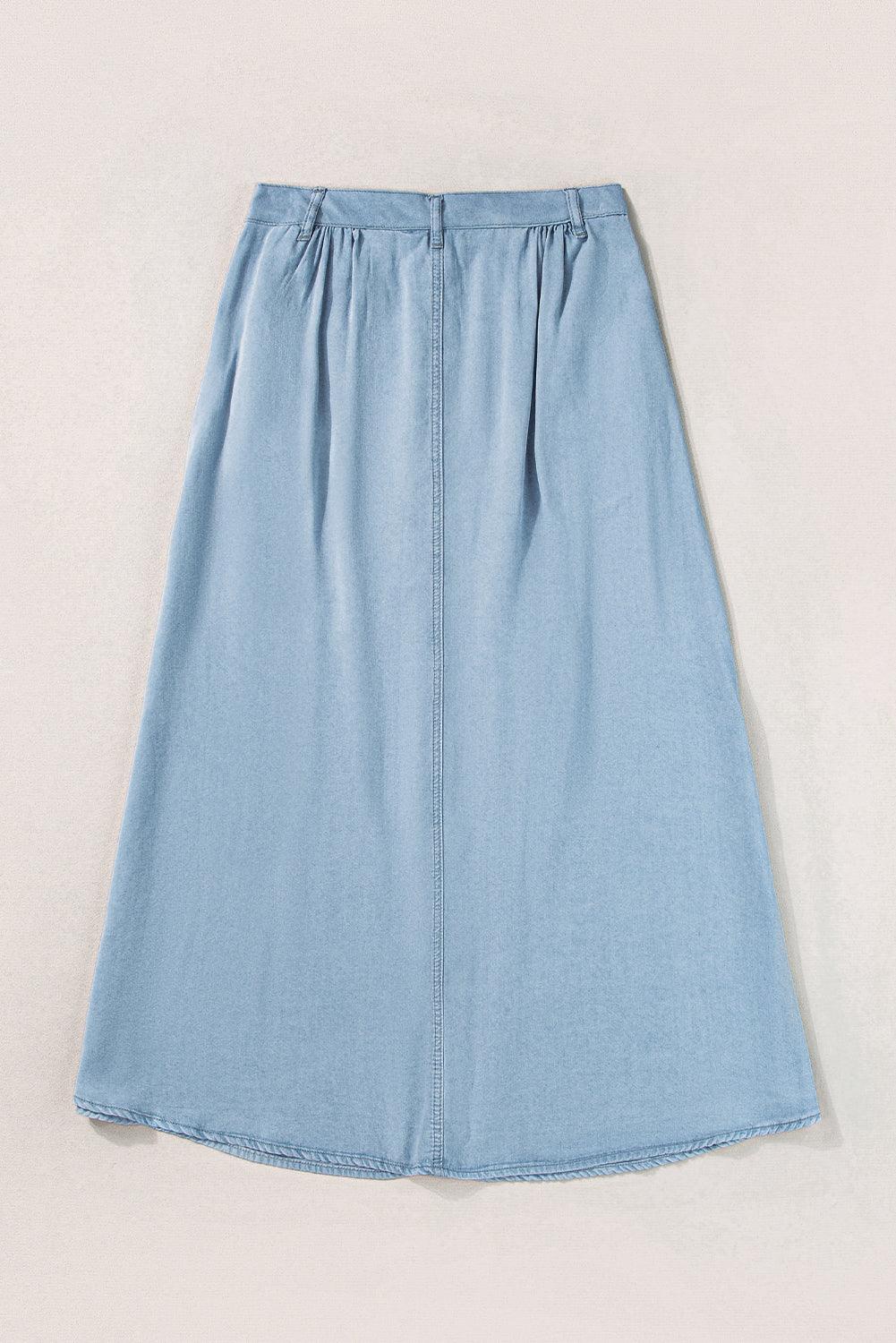Lange Denim Rok met Knopen - Skirts & Petticoat - Jurkjes.co